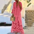 thumbnail image 1 of CNKOO Robe en Denim pour Femmes Boho Grande Taille Col en V Couleur Unie Dentelle à Franges Longue Robe de Mariage, 1 of 9