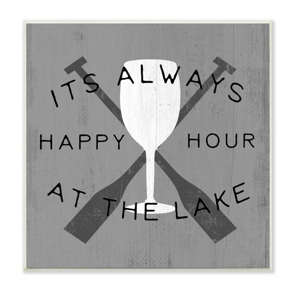Stupell Industries Always Happy Hour At Lake Grey Boat Oars Wall Plaque Design by Daphne Polselli