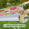 thumbnail image 6 of Pioneer Flower Floral Print Pattern Square Fitted Tablecloth with Elastic Edge,Square Table Cover,Washable Elastic Table Cover for Home Kitchen Party Decor 36"x36", 6 of 6