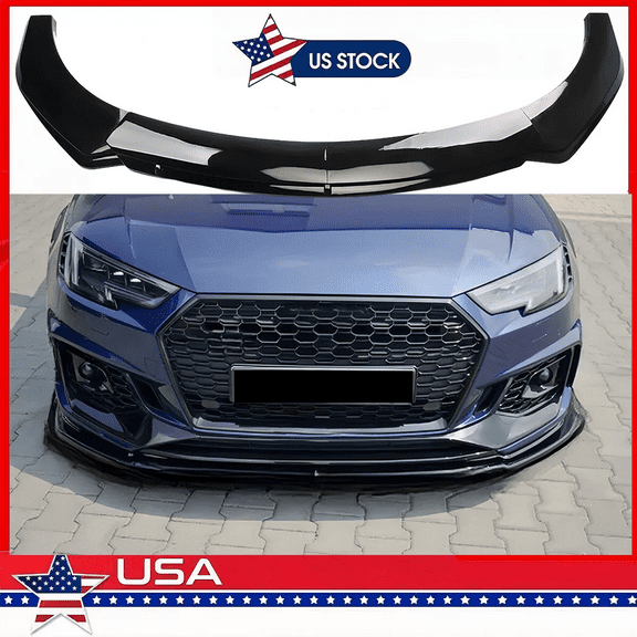 For Audi A4 B9 S4 Sedan 2017-2019 Glossy Black Front Bumper Lip Spoiler Splitter