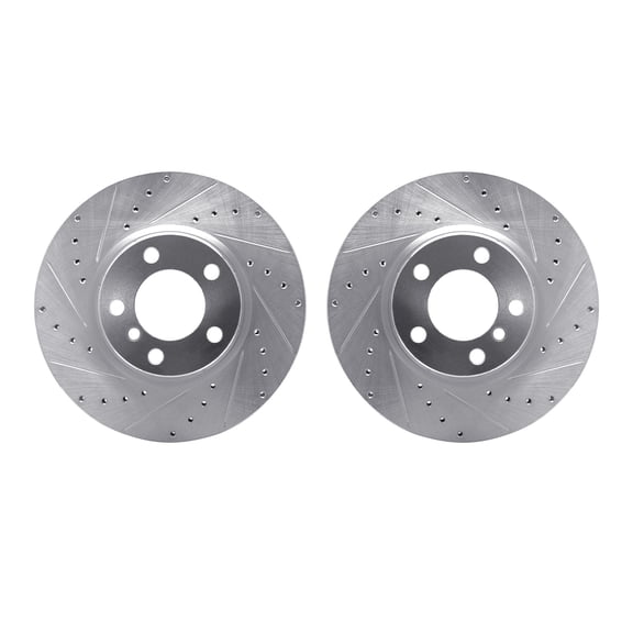Dynamic Friction Company Front Brake Rotors-Drilled and Slotted-Silver 7002-31008