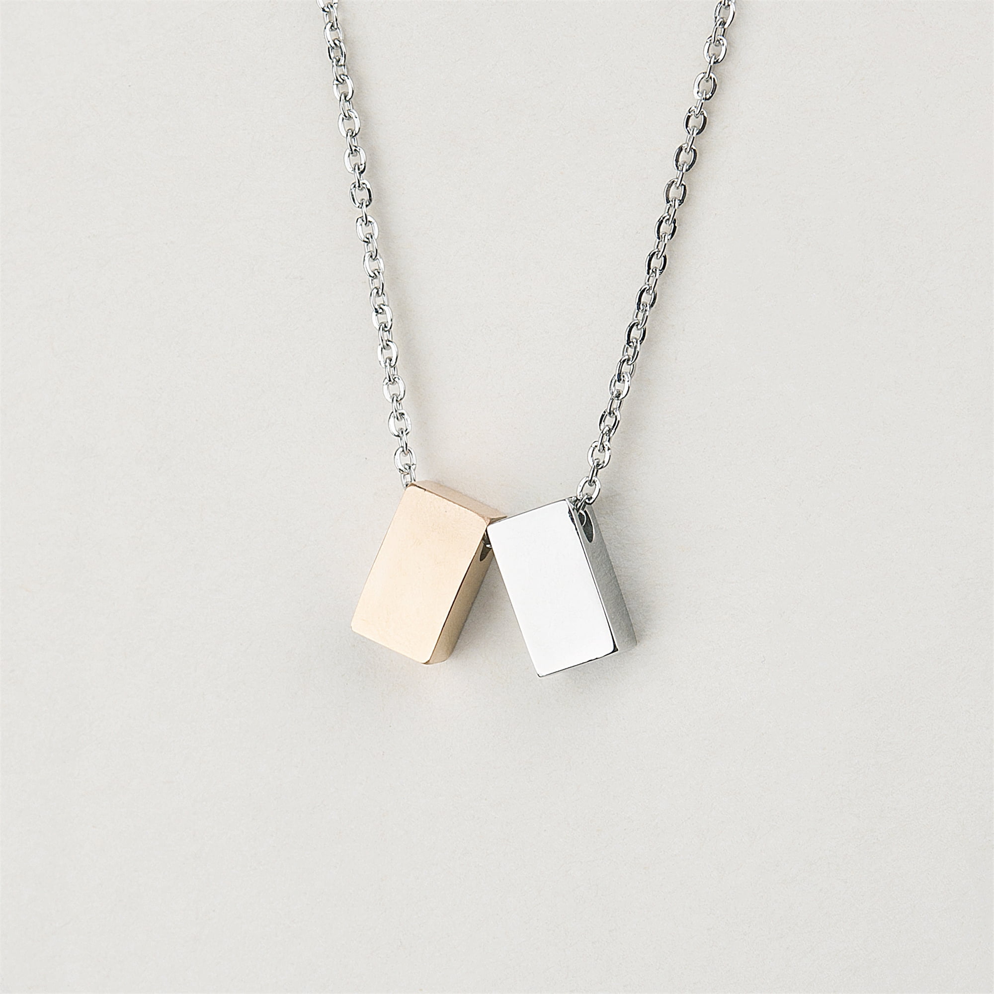 Anavia Coworkers Gifts for Christmas, Christmas Necklace for Friends, Teacher Boss New Year Necklace Jewelry Gifts for Christmas-[Rose Gold & Silver Cubes]