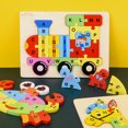 thumbnail image 1 of Gwong Juguete Caballo de madera Conejo Conejo Dog Letra Jigsaw Puzzle Block Niños Niños Juguete Gwong 30005269, 1 of 7