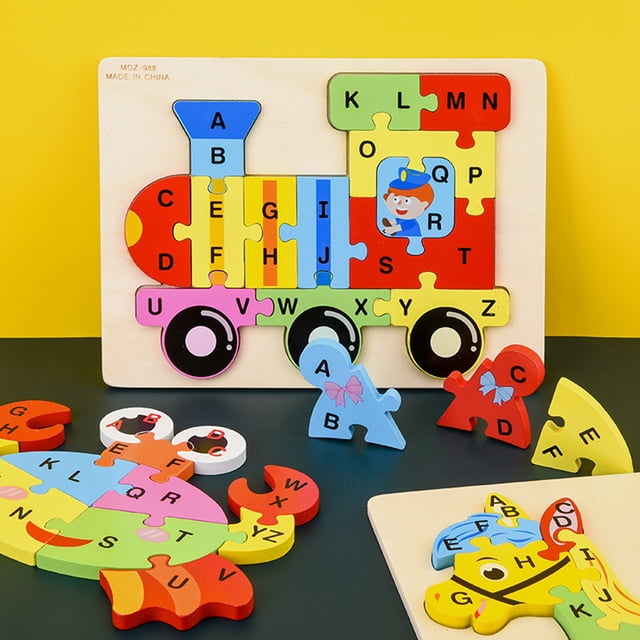 Gwong Juguete Caballo de madera Conejo Conejo Dog Letra Jigsaw Puzzle Block Niños Niños Juguete Gwong 30005269
