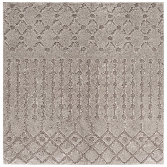 SAFAVIEH Sparta Stewart Geometric Polyester Shag Area Rug, Dark Grey, 6'7" x 6'7" Square