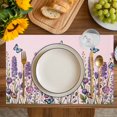 thumbnail image 4 of Watercolor Floral Placemats Set of 6, Spring Lavender Daisy Butterflies Pink Placemats for Dining Table, Place Mats for Kitchen Tabletop, Waterproof Wipeable Dining Table Mats Set, 4 of 9