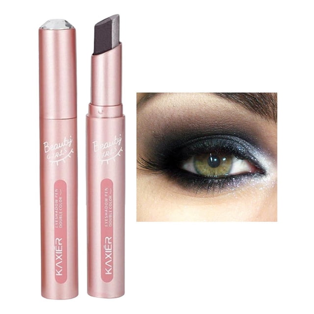 Shimmering Two-Tone Cream Eyeshadow Stick, Highly Pigmented & Blendable Makeup Pen for Quick Eye Brightening & Contouring, Long-Lasting, Rose Gold