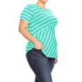 thumbnail image 2 of Women's Casual Plus Size Round Scoop Neck Striped T-Shirt Tunic, 2 of 4