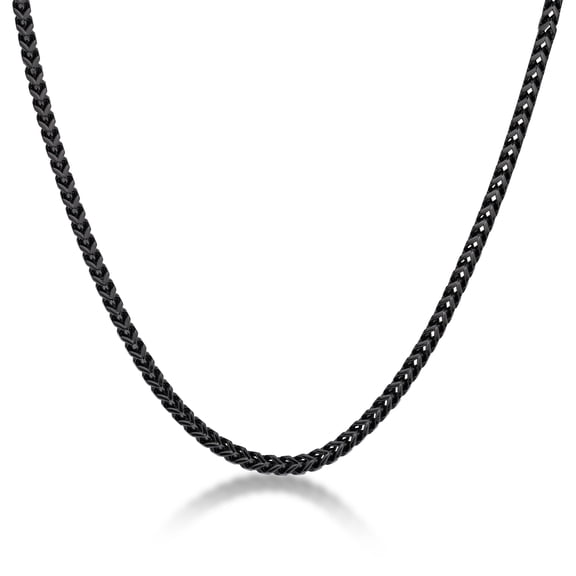 Metro Jewelry Stainless Steel Foxtail 4 MM Chain Necklace for Men 24 Inch Long with Black Ion Plating Push Lock