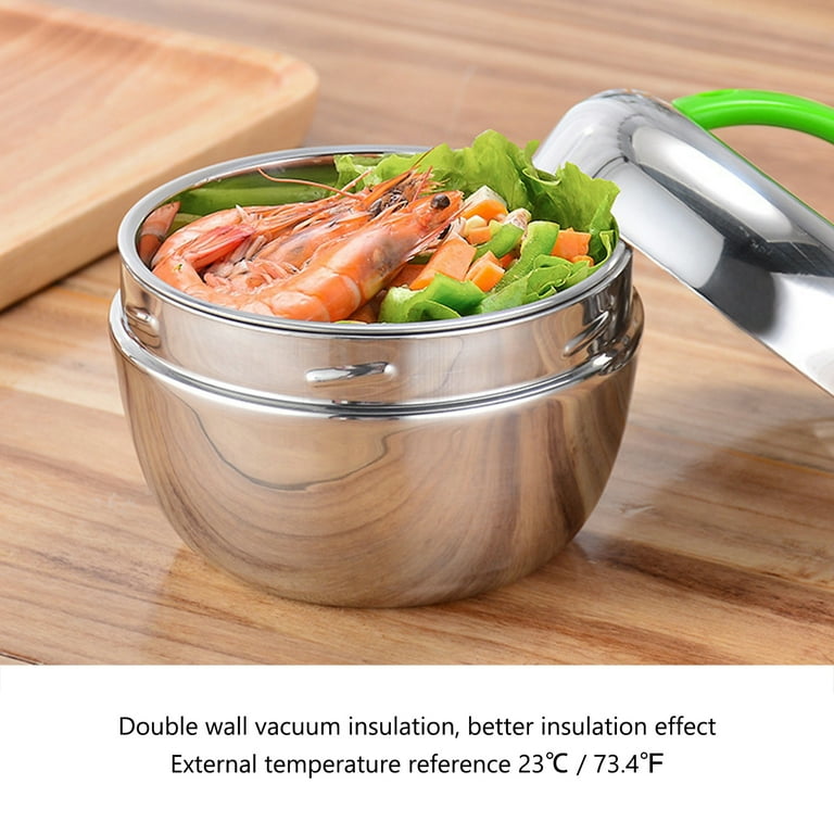 Stainless Steel Insulated Lunch Box Double Wall Thermal Food Container with  Compartment and Lid 1.3L / 44oz With Compartment