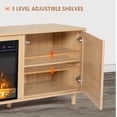 thumbnail image 5 of VINGLI TV Stand for 75+ inch TV, Electric Fireplace TV Stand Entertainment Center, Rattan TV Stand with 2 Side Natural Rattan Doors, Natural Wood, 5 of 9