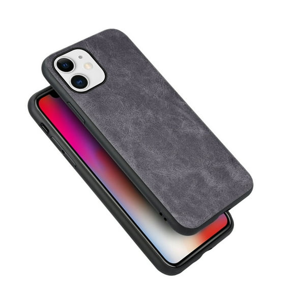 Goldcherry for iPhone 11 Case,Slim PU Leather Vintage Shockproof Cover Lightweight Premium Soft TPU Bumper Hard PC Hybrid Case For iPhone 11 6.1" 2019(Deep Gray)