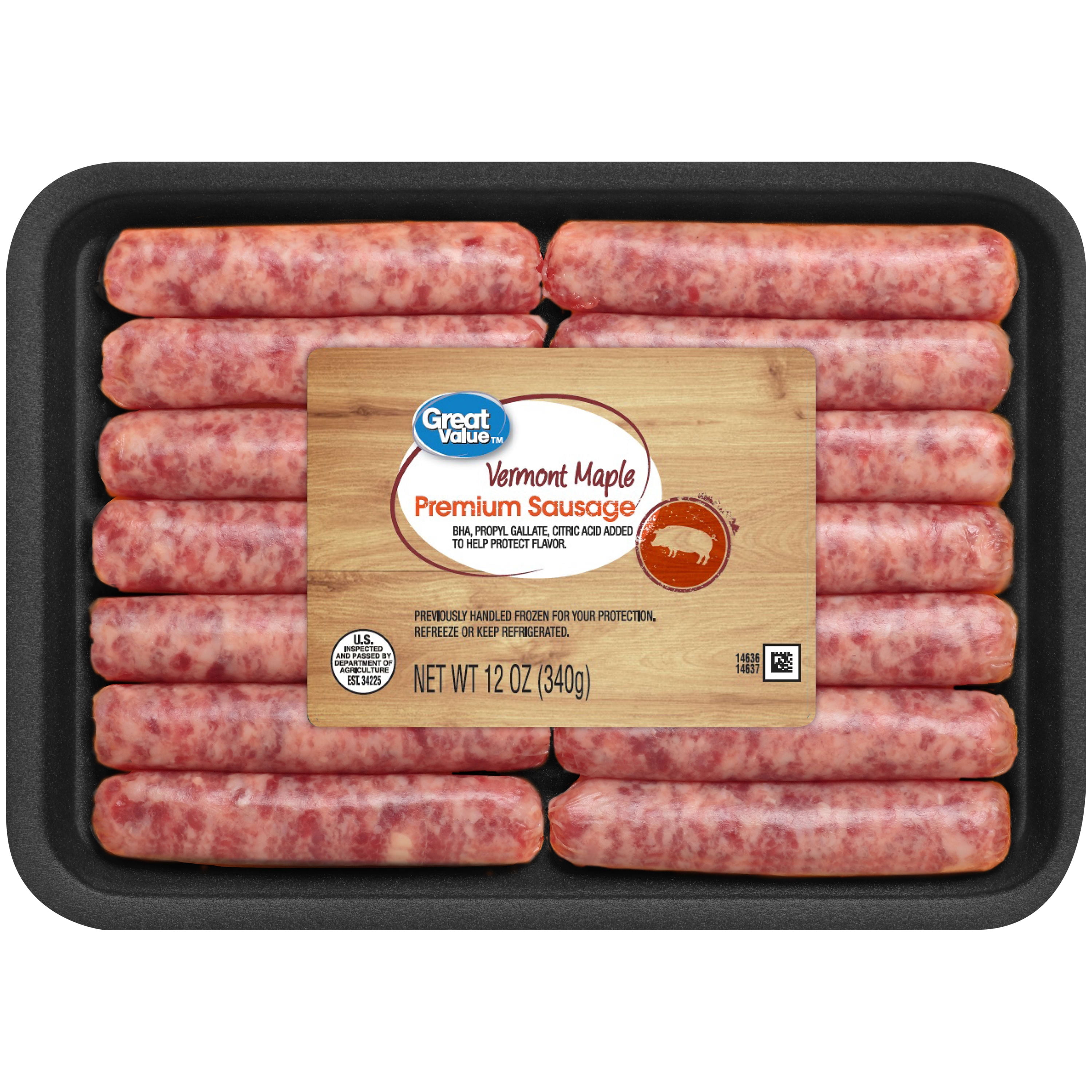 Great Value Uncooked Vermont Maple Breakfast Pork Sausage Links, 12 oz Package