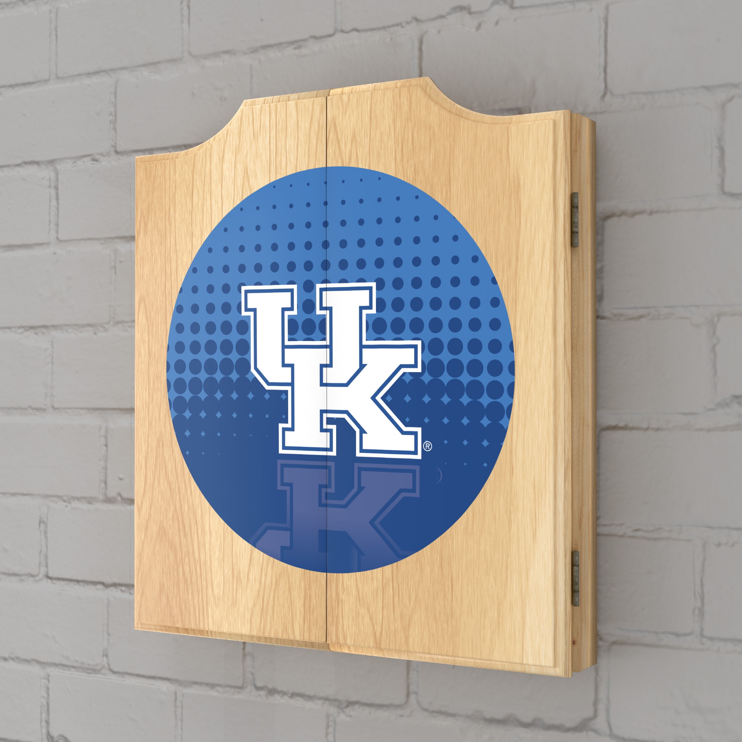 University of Kentucky Reflection Dart Board Cabinet Set with 6 Steel Tip Darts