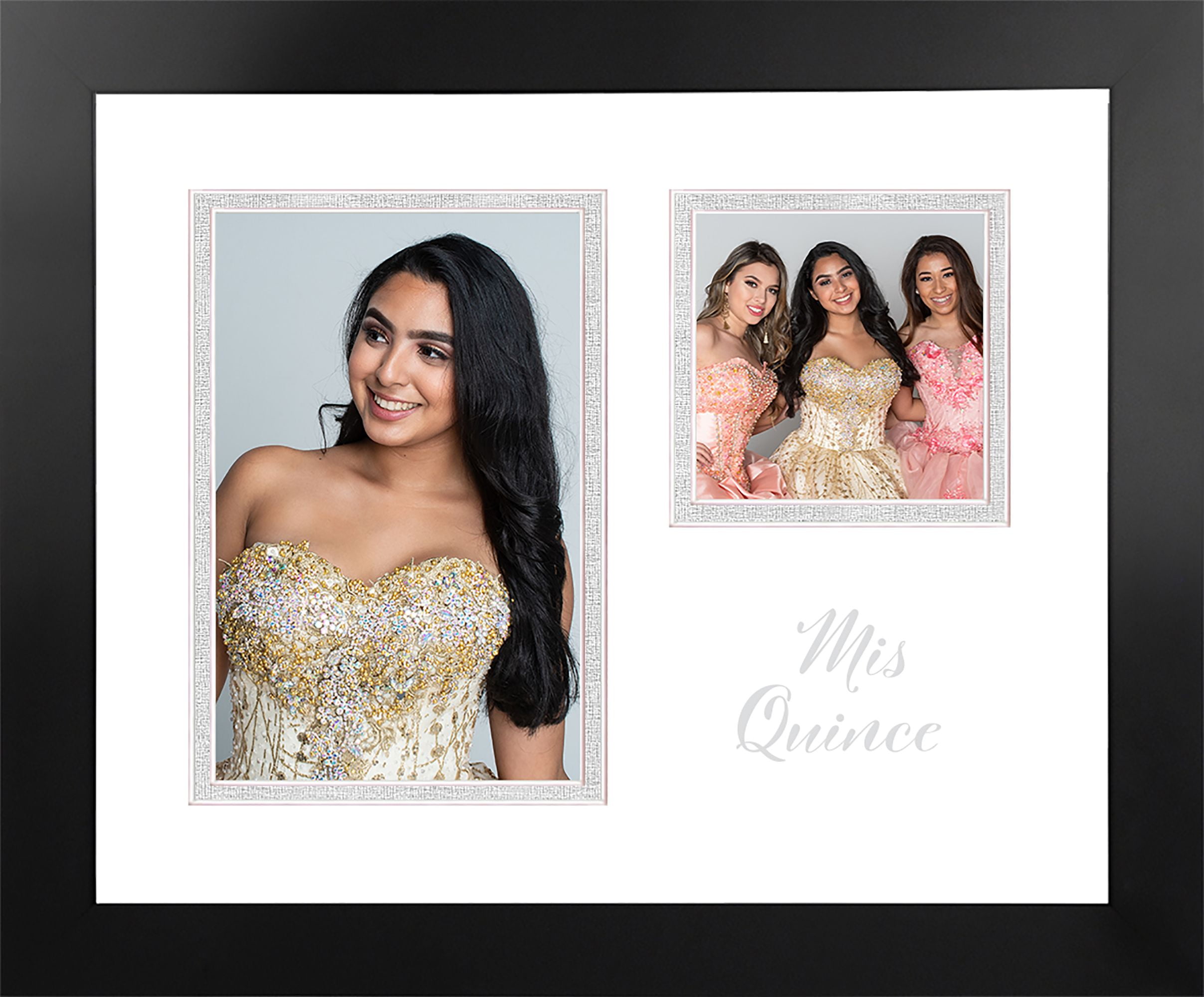 Mis Quince Double Opening Photo Frame White and Silver Mat Silver