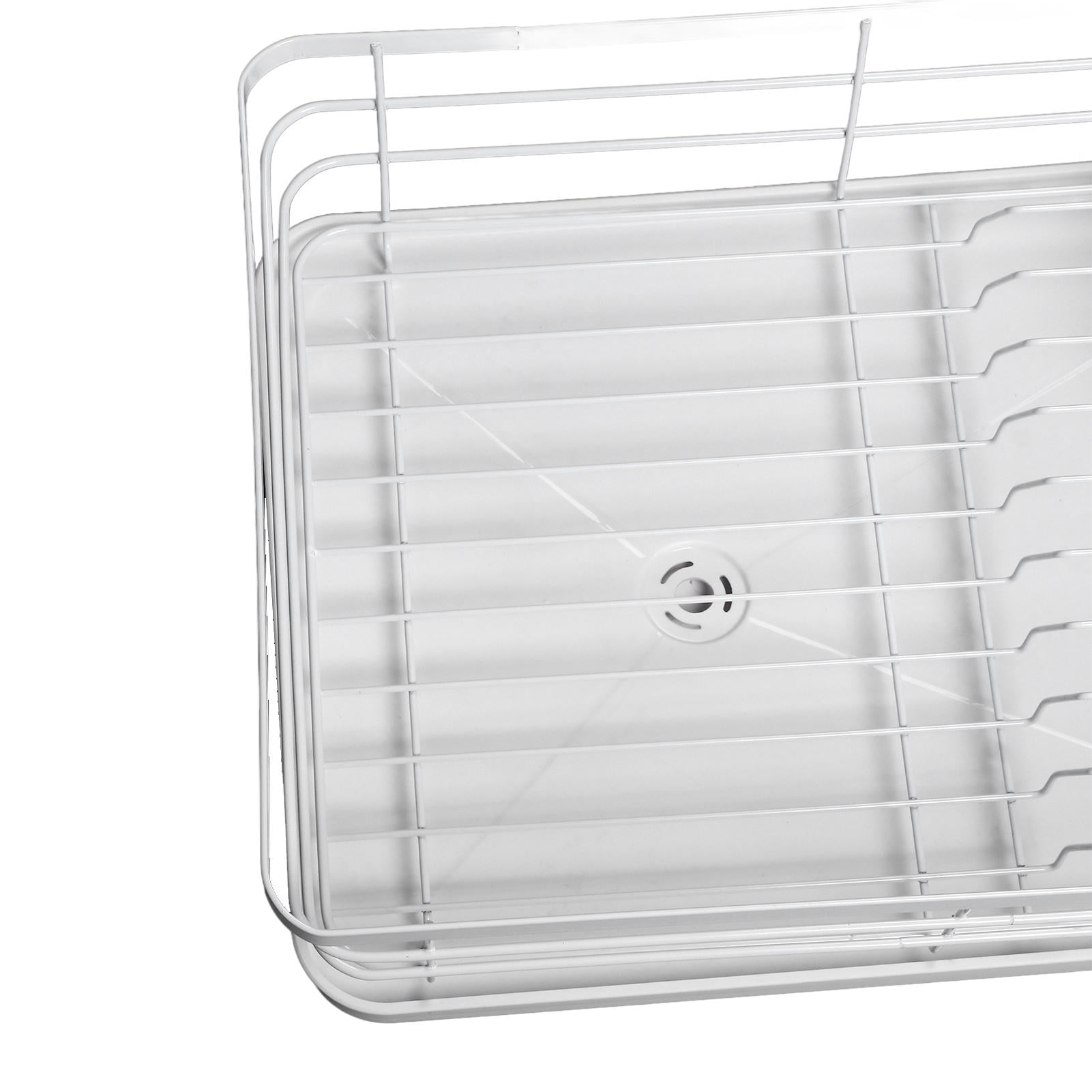 M Buder Space‑Saving Metal Dish Drying Rack with Drainboard – 16.9” Long, Durable, Non‑Slip, Multi‑Size Capacity for Kitchen Counter