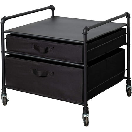 

Fridge Stand Supreme - Drawer Organization - Black Pipe Frame with Black Drawers