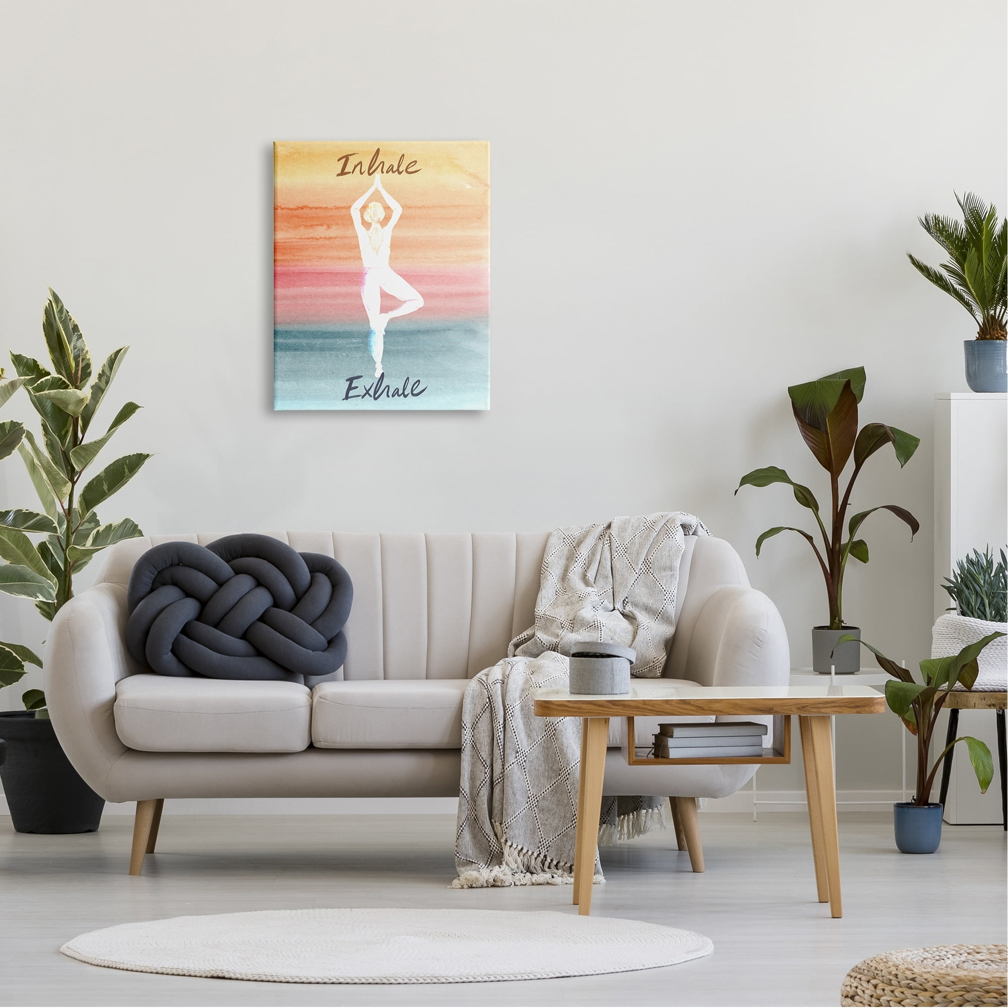 Stupell Industries Inhale Exhale Soothing Yoga Pose Watercolor Effect Canvas Wall Art, 24 x 30, Design by Kate Eldridge