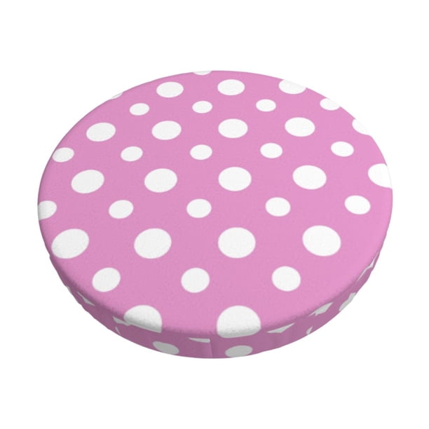 Disketp Purple And White Polka Dot Funda Redonda para Taburete, Funda de Cojín para Silla de Bar Suave y Elástica-13 inch