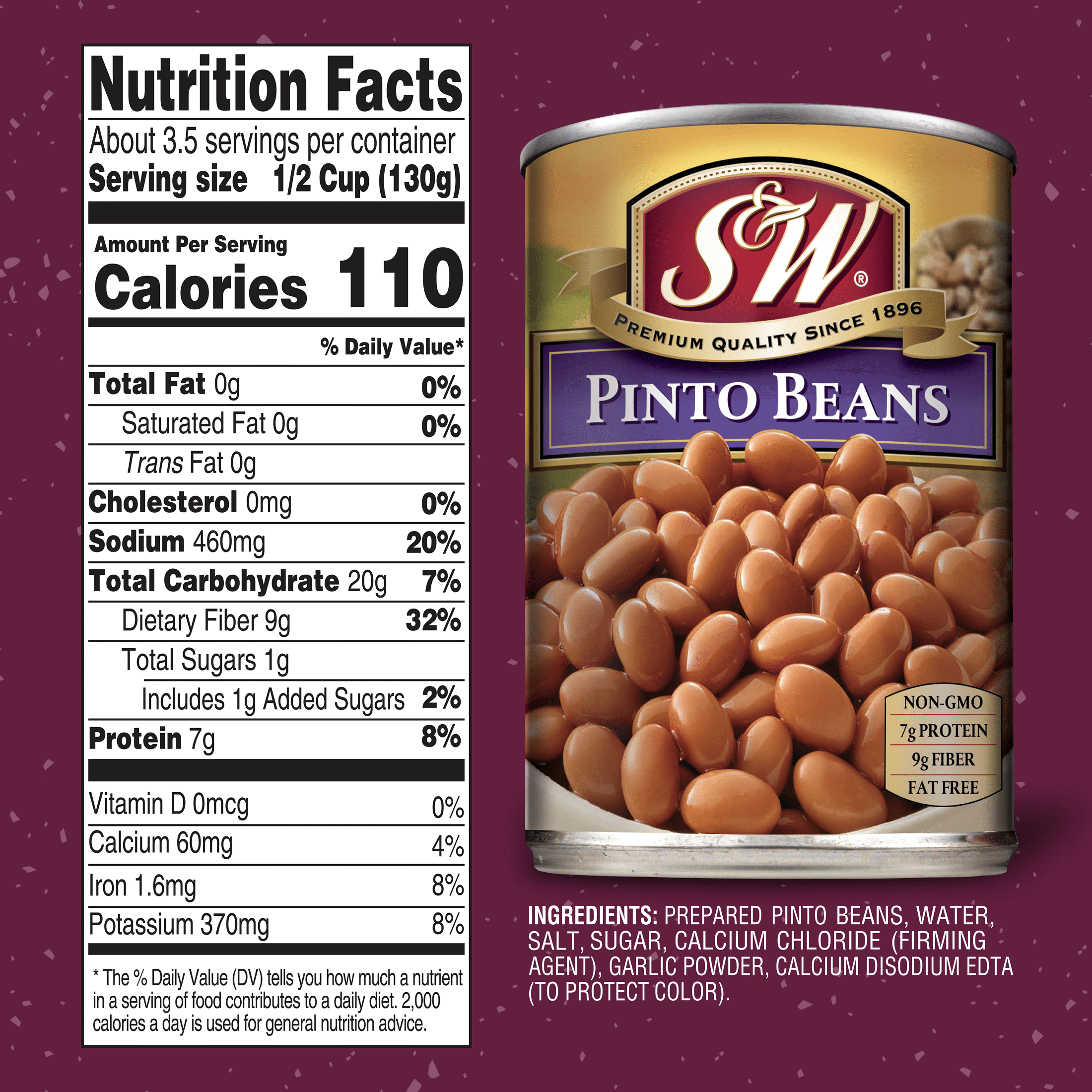 (6 pack) S&W Pinto Beans 15.5 oz. Can