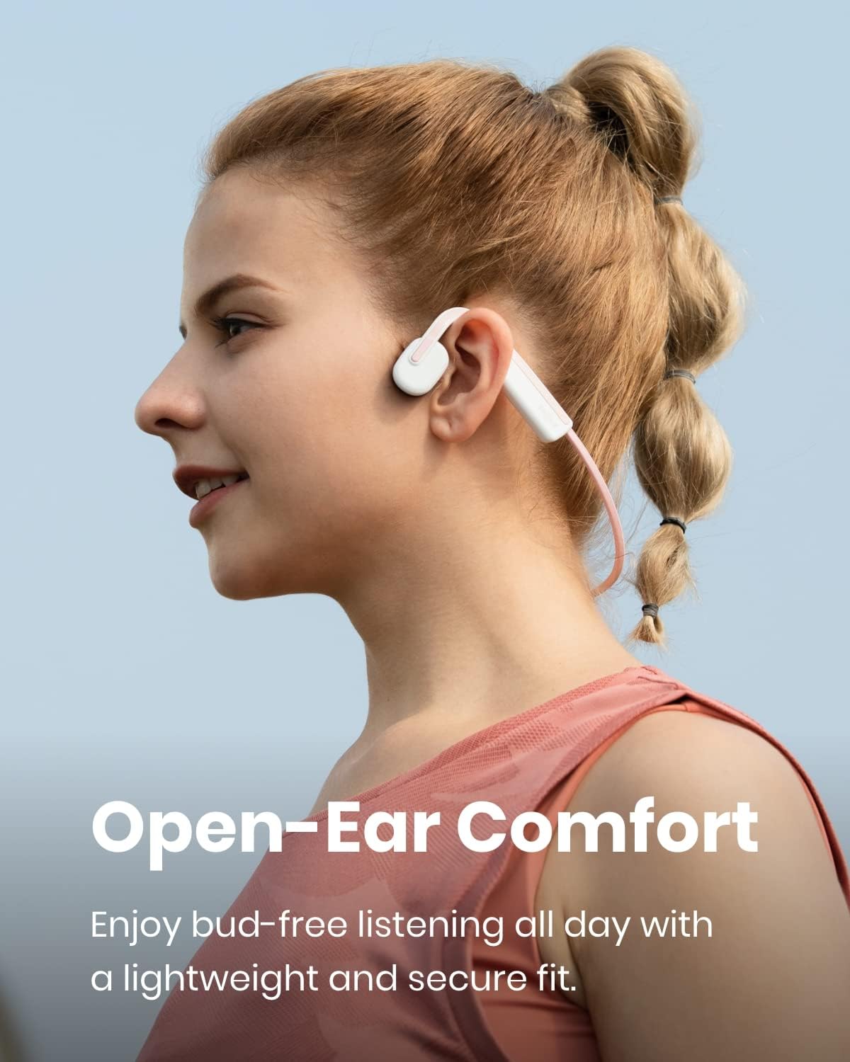 Shokz OpenMove Bone Conduction Waterproof Bluetooth Headphones for Sports, Pink