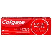 (2 pack) Colgate Optic White Stain Fighter Clean Mint Paste Teeth Whitening Anticavity Toothpaste, 3.8 oz