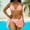 A827 Pink, variant on 3 Piece Swimsuits for Women Halter Triangle Bikini Sets with Floral Mesh Sarong Skirt Cover Up 3D Rose Flower Bathing Suits Beachwear
