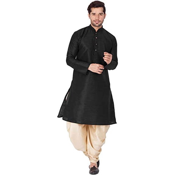 Royal Kurta Men's Silk Blend Straight Kurta Salwar Set (38, Multi2)