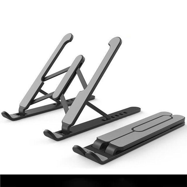 ZHAOCHENG Soporte para computadora portátil de 2 piezas (negro), soporte para computadora portátil ajustable de 8 niveles, soporte para computadora portátil, plástico, silicona, antideslizante y aleac
