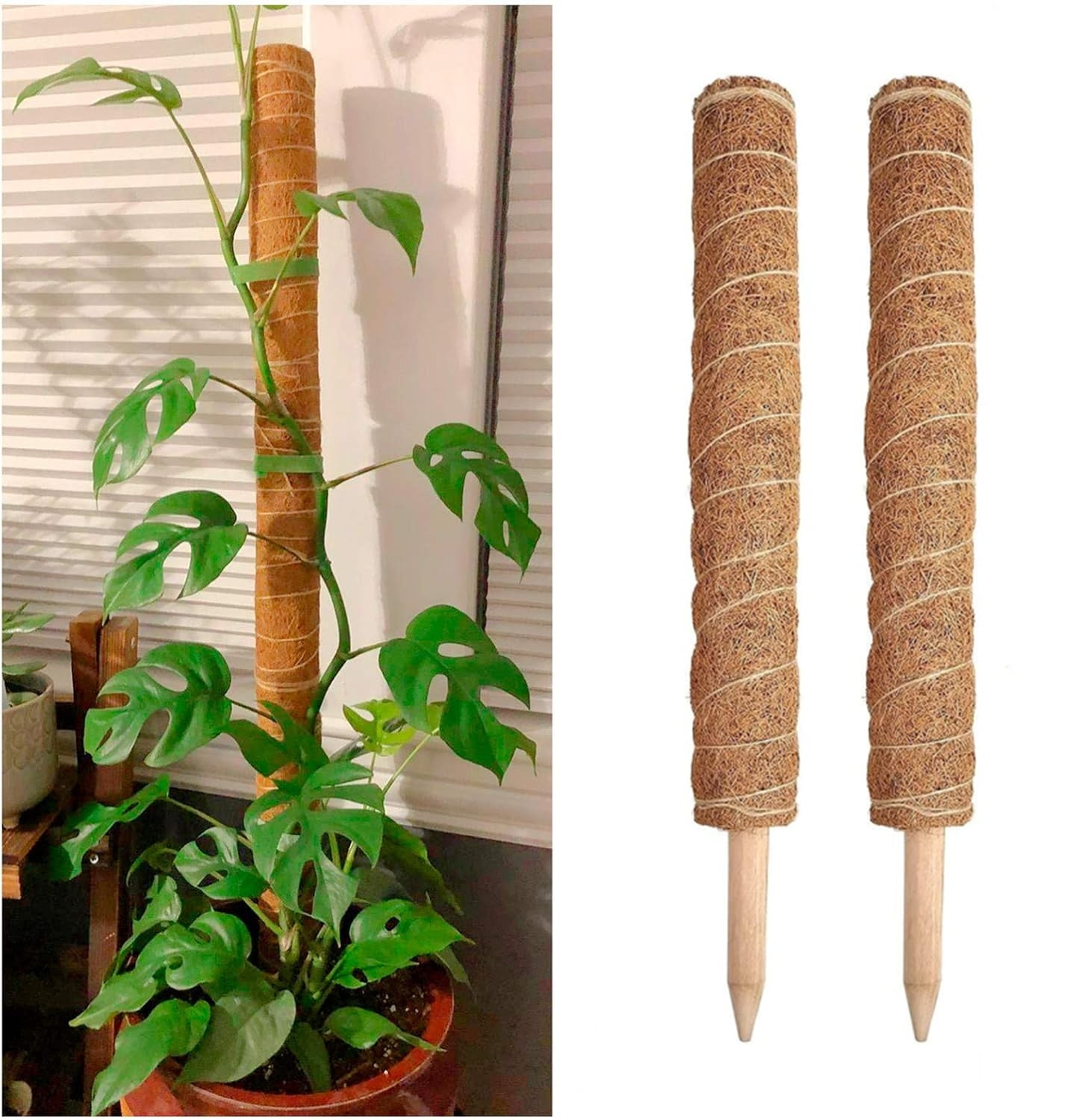 2 Pack 25 Inch Bendable Moss Pole for Indoor Plant Support