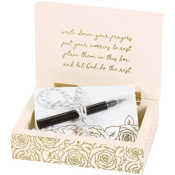 C.R. Gibson Small Wood Prayer Trinket Box