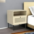 thumbnail image 5 of Boho Nightstand Set of 2 with Rattan Door - Wood Bedside Table for Bedroom, 5 of 9