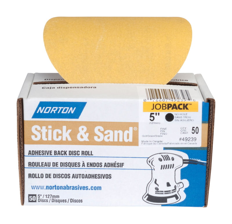 12 Rolls Norton 220 grit 5" selfstick sandpaper 100 sheets 