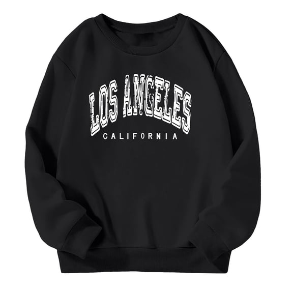 Kiijoy Toddler Girls Crewneck Sweatshirt Los Angeles Print Long Sleeve Pullover, Sizes 3-4