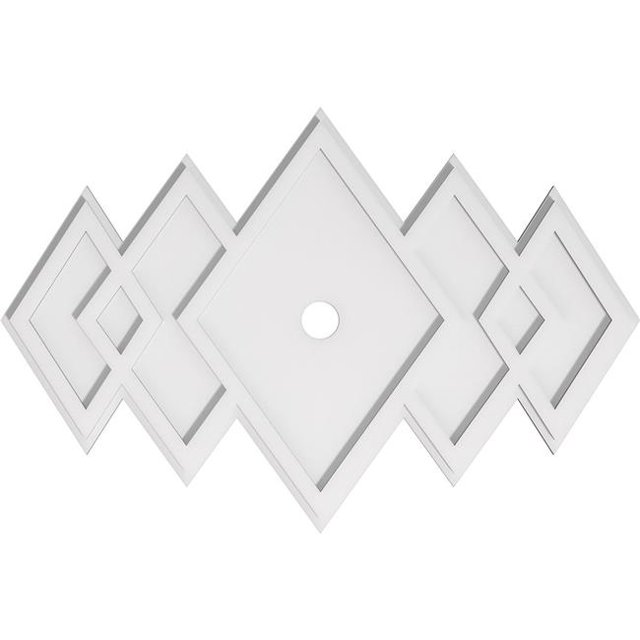 Ekena Millwork CMP34X22ZE-02000 2 in. ID x 10.5 in. Rectangle Zoe Architectural Grade PVC Contemporary Ceiling Medallion