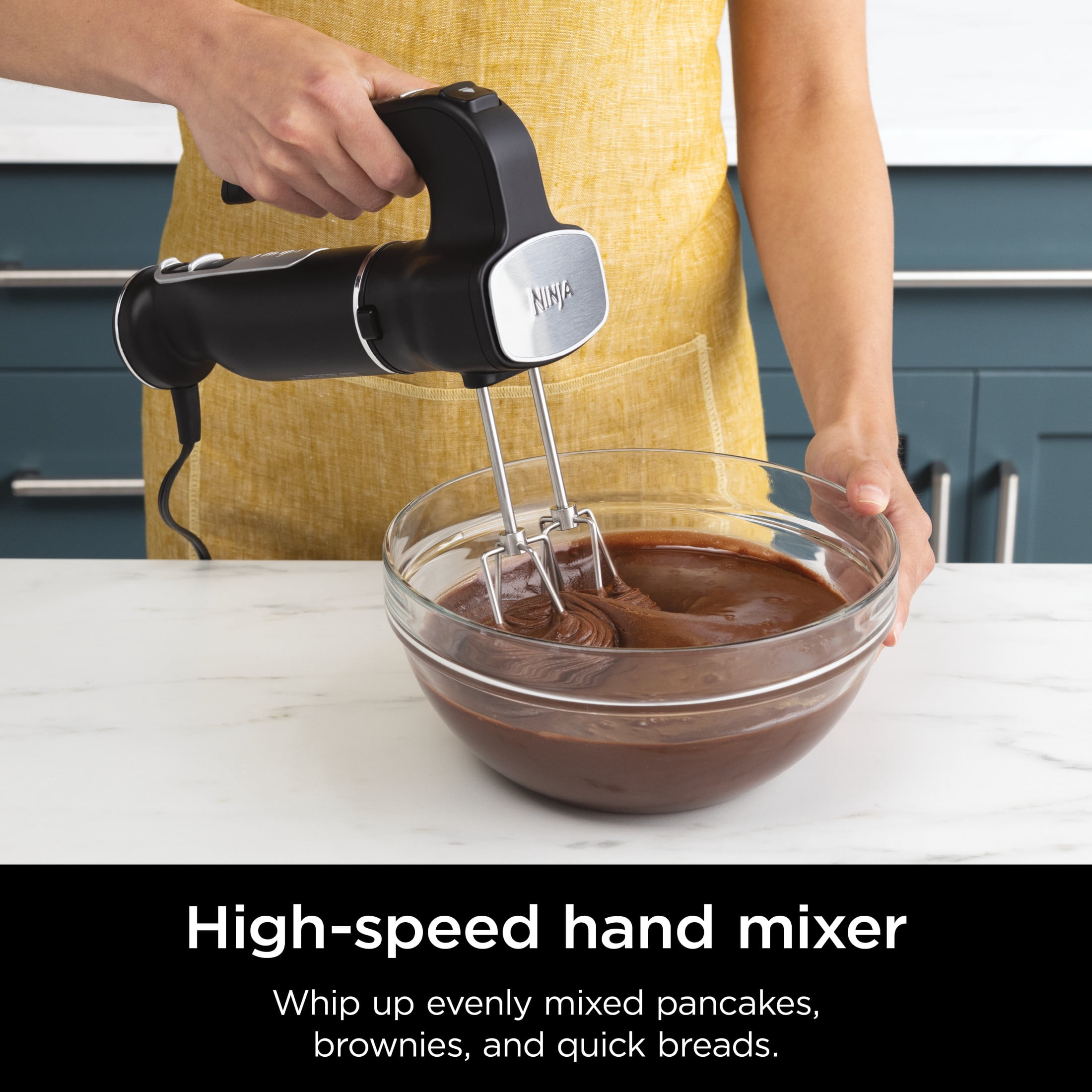 Ninja Foodi 650 Watt Hand Mixer, Immersion Blender, Electric Hand Mixer Combo With Whisk, Beaters, Black CI100