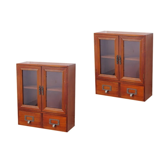 Hemoton 2pcs Storage Cabinet Wooden Countertop Cabinet Sundries Storage Organizer Home Food Cabinet