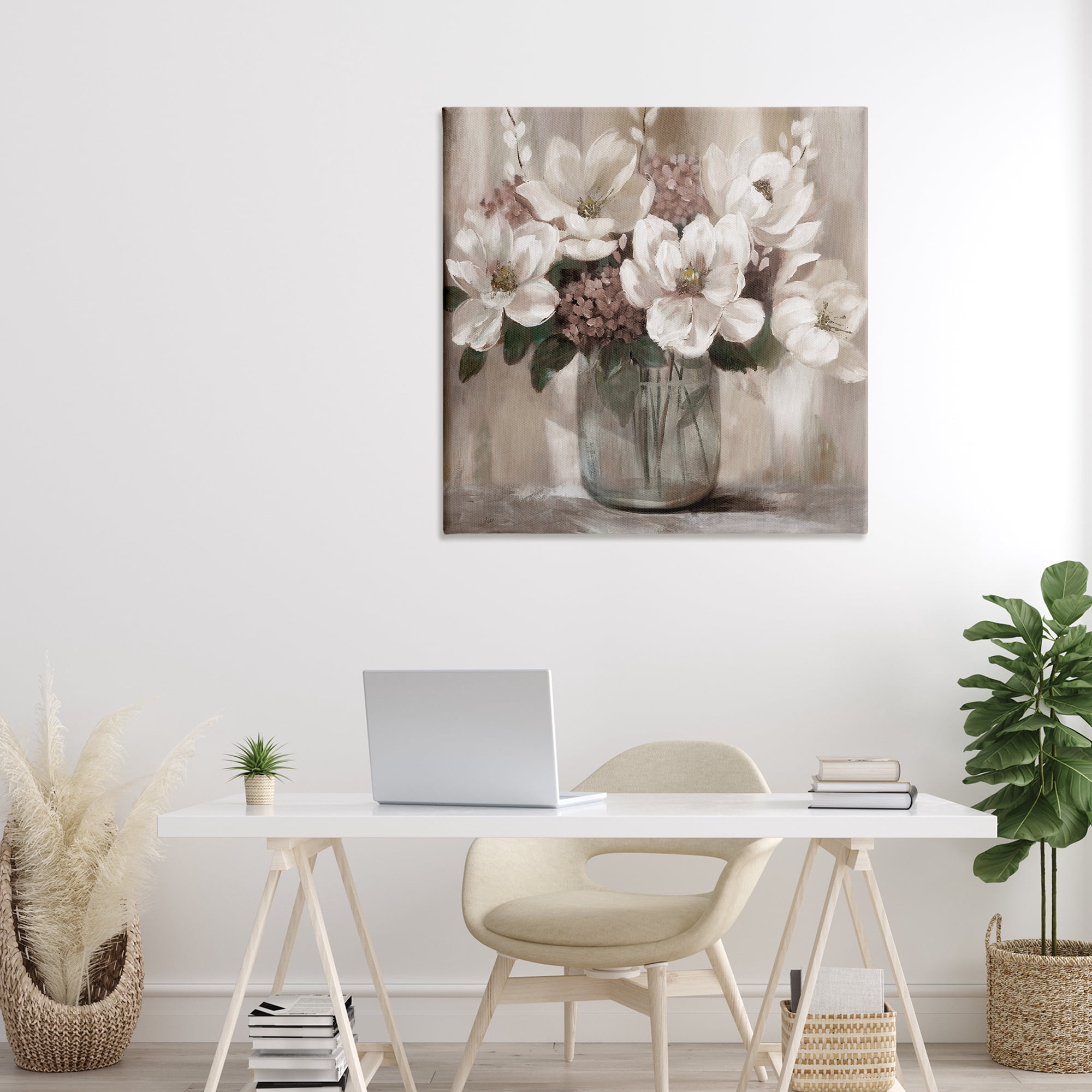 Stupell Industries Ivory Magnolias Vase Canvas Wall Art, design by Nan