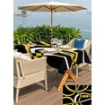 thumbnail image 4 of Outdoor Tablecloth with Umbrella Hole and Zipper, Yellow Geometric Rectangle Table Cloth 60x102 Inch Waterproof Tablecloth, Modern Abstract Simple Lines Black Picnic Table Cover for Patio Camping, 4 of 7