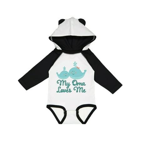 

Inktastic My Oma Loves Me fish Gift Baby Boy or Baby Girl Long Sleeve Bodysuit
