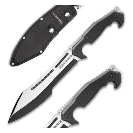 Machete and Sheath | Full- Stainless Steel Blade | Black and Finish |Ergonomic Wooden Handle Scales | Thumb-Jimping For Missions | Knife - Length 16"