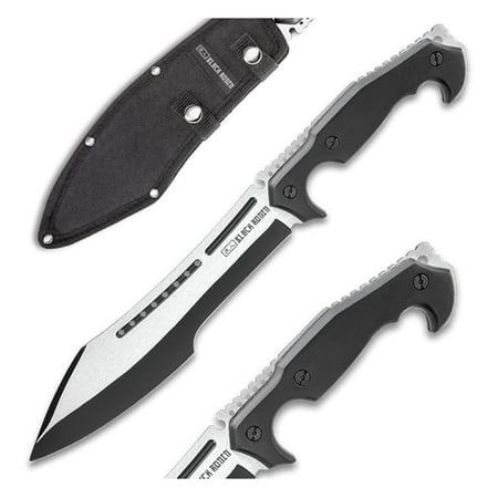 Machete and Sheath | Full- Stainless Steel Blade | Black and Finish |Ergonomic Wooden Handle Scales | Thumb-Jimping For Missions | Knife - Length 16