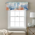 thumbnail image 3 of Summer Ocean Valance Curtain for Windows Coastal Jellyfish Orange Corals Shells Teal Wooden Rod Pocket Curtain Valances Short Window Treatments for Kitchen Bathroom Laundry Basement 60 x 18 Inch, 3 of 9