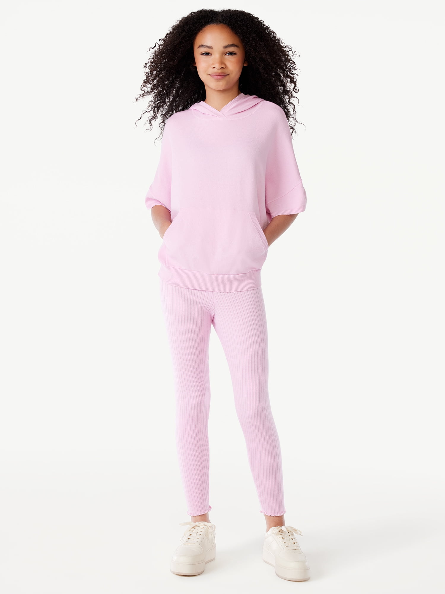 Free Assembly Girls Ribbed Sweater Leggings, Sizes 4-18