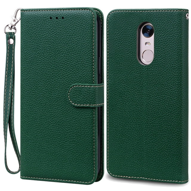 For Xiaomi Redmi 5 Plus Case Redmi 5 Shockproof Wallet Flip Case for Xiomi Redmi 5 plus 5plus Phone Cases Leather Fundas Shell Dark Green -Strap For Redmi 5 Plus