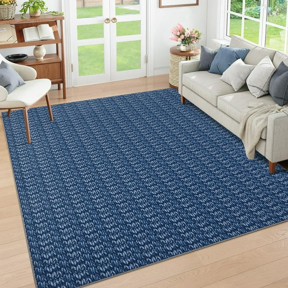 Vintage Medallion Area Rug 10x13 FT Ultra Soft Low Pile Machine Washable Non-Slip Distressed Oriental Carpet for Living Room Dining Home Office – Navy Blue