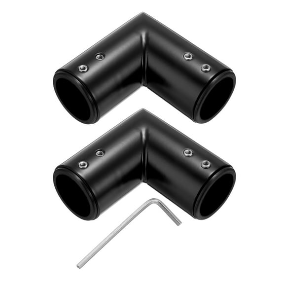 Uxcell 2pcs Adjustable Curtain Rods Corner Connector 90 Degree Connector with Hex Wrench for 1 Inch Bay Window, Black
