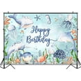 thumbnail image 2 of Under The Sea Theme Beautiful Happy Birthday Backdrop Summer Ocean Theme Boys Birthday Party Decorations Turtles Dolphins Coral Reef Happy Birthday Party Banner for Kids, 2 of 3