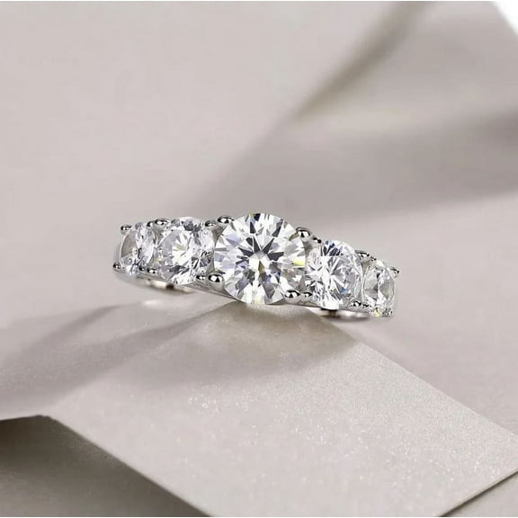 Veda Jewel 1.3 Ct Round Cut Diamond Ring - 14K White Gold Plated Simple Ring - Unique Halo Design for Women - Celebrate Your Love with This Elegant Piece - Timeless Keepsake for Special Occasions