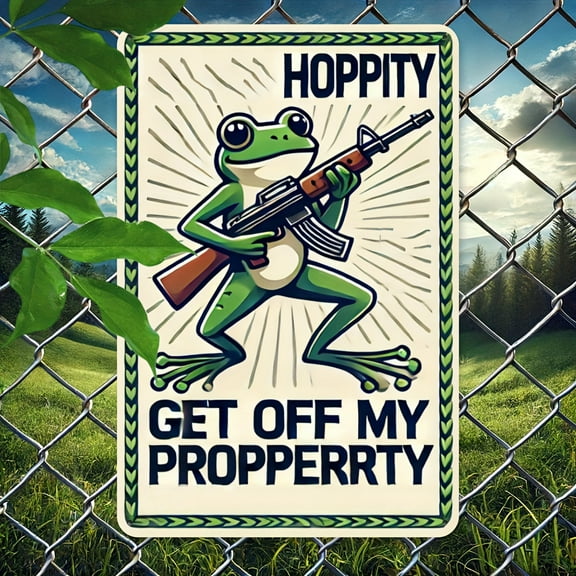 Funny Vintage Metal Tin Signs Frog Room Decor Hippity Hoppity Get Off My Property Sign No Tresspassing Private Property Signs Retro Art Plaque Poster for Home Wall Bedroom Door Garden 6X8 Inches